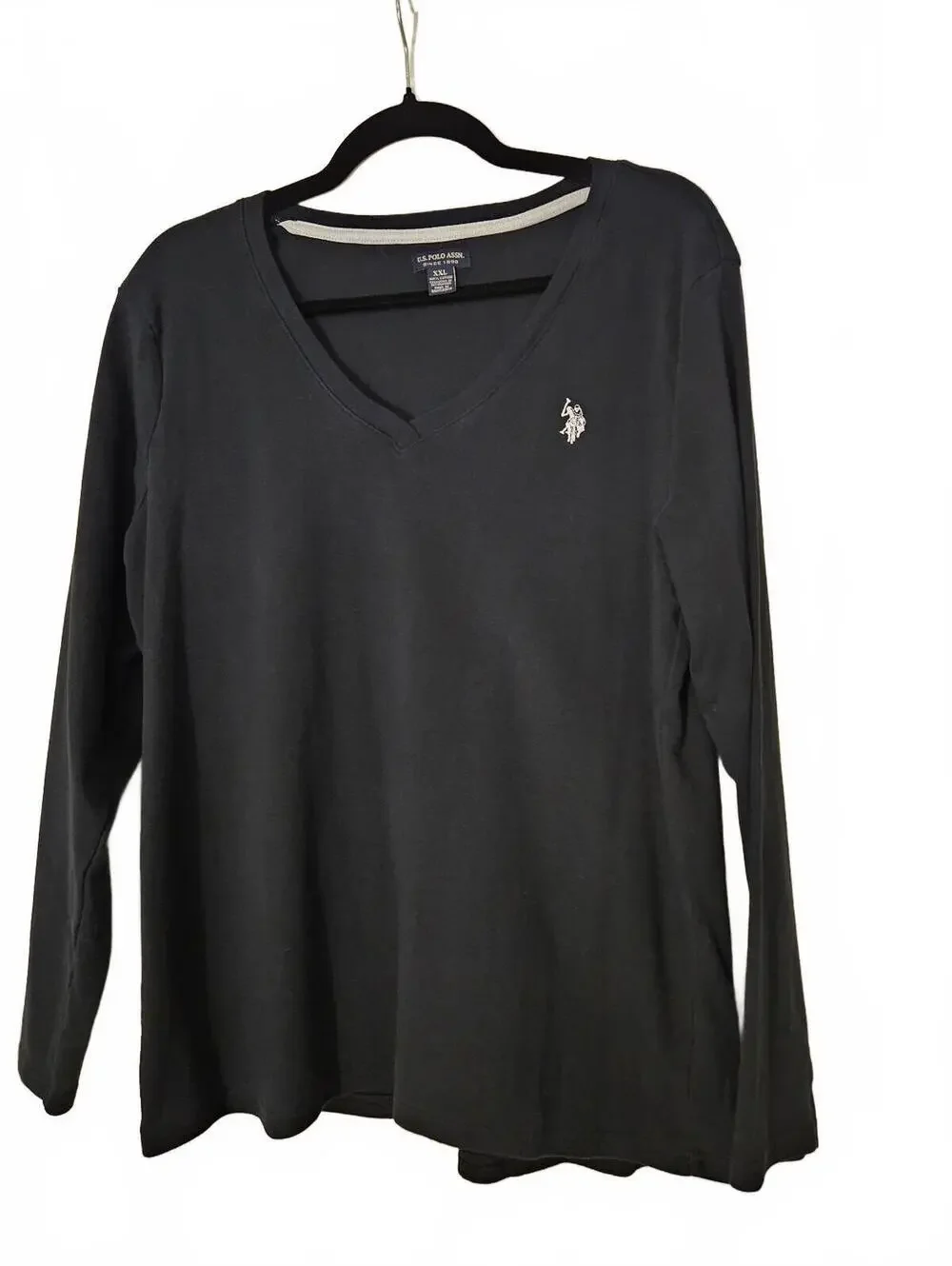 U.S. Polo Assn. Women's Long Sleeve V-Neck Cotton Shirt XXL-Perfect for Fall